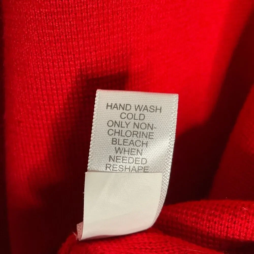 Banana Republic Wool Blend Sweater Mens Large Red‎ Elbow Patch Pullover 1/4 Zip